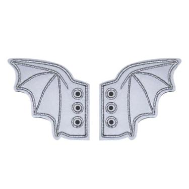 Imagem de Kayueway Tênis fashion fofo cinza voador prata asas menino menina morcegos decoração diy super asas velho novo esporte sapatos presente corredor bordado asa de morcego conjunto de 2, PU, sem pedras