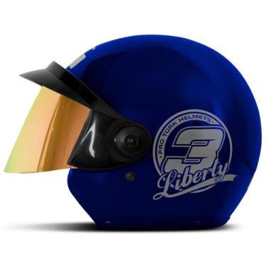 Imagem de Capacete Aberto Pro Tork Liberty Three Vis. Dourada, Azul, 56