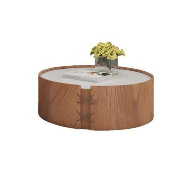 Imagem de Mesa De Centro Redonda Isis Tampo 80 CM de Vidro Off White - Luka Deco