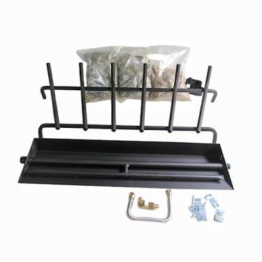 Imagem de Americangaslogs 18" -30" Bandeja De Queimador Para Lareira A Gás Queimador De Lareira A Gás Toras De Gás Queimador De Propano (30 Polegadas Tubo Duplo)