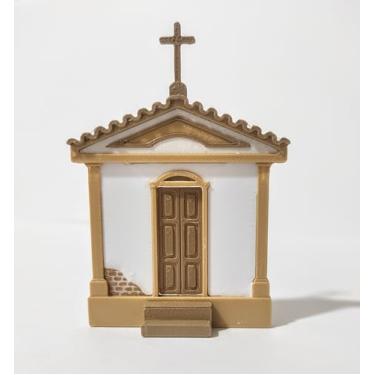Imagem de 2 Capelinha para terrário Fachada com haste porta removível maquete diorama 1:87 igreja (2x Bege)
