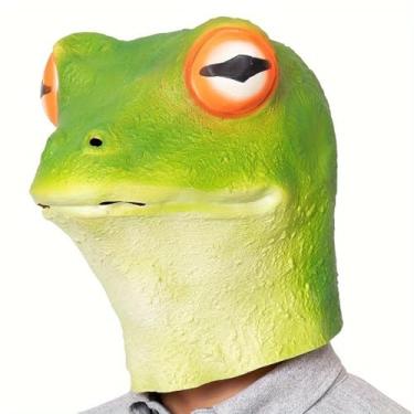 Imagem de Máscara de cabeça de animal de látex fantasia de Halloween fantasia de borracha carnaval baile de máscaras (sapo)