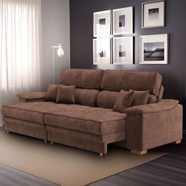 Imagem de Sofá 3 Lugares Retrátil e Reclinável Pascal Veludo Marrom