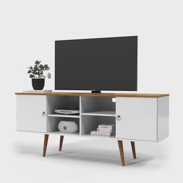 Imagem de Rack Estrela Branco Acetinado/Cumaru - Patrimar Móveis