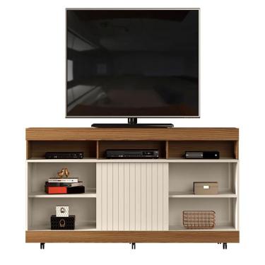 Imagem de Rack para Sala Trento 120 Carvalho Nobre Off White – dj Móveis