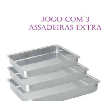 Imagem de Conjunto Assadeira Retangular de Alumínio Polido 3 Peças - Lima Formas