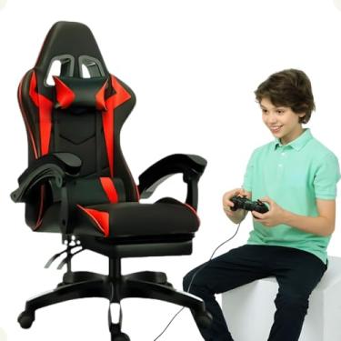Imagem de Cadeira Gamer Confortável Ergonômica Escritório, Couro Sintético,Giratória, Estilo Racing, Design moderno Suporte Lombar e Pescoço, Apoio para os Pés, Python Fly