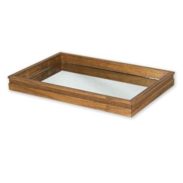Imagem de Bandeja Espelhada de Madeira Pequena e Grande para Decoração, Cozinha, Salão, Cantinho do Café(22x32cm,Marrom claro)
