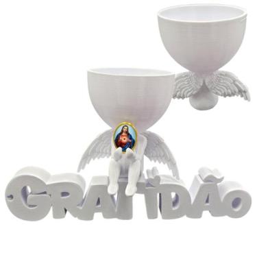 Imagem de Anjo Imagem Decoração Oração Coração Sagrado de Jesus 3D - Point da Fe