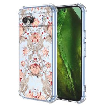 Imagem de JDYGWK Capa para Pixel 8A Google 8A com estampa floral transparente, silicone TPU macio, fina, à prova de choque, capa protetora antiarranhões para Google Pixel 8A, rosa e branco floral