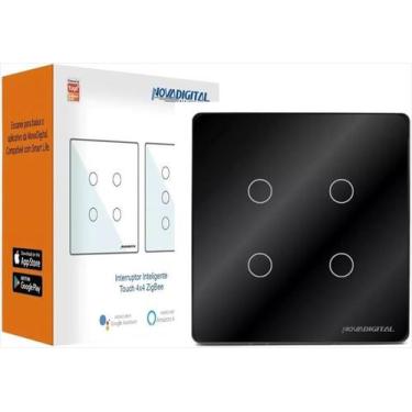 Imagem de Interruptor Inteligente Zigbee NovaDigital 4x4 de 4 Botões Preto