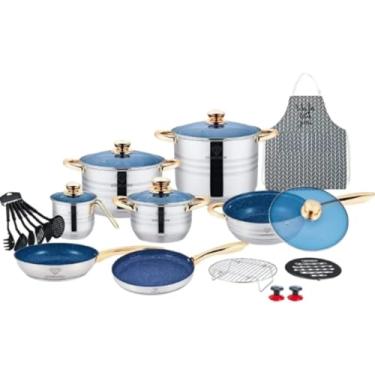 Imagem de Jogo de Panelas Alemãs 23 Peças Dusseldorf, Azul Com Acessórios