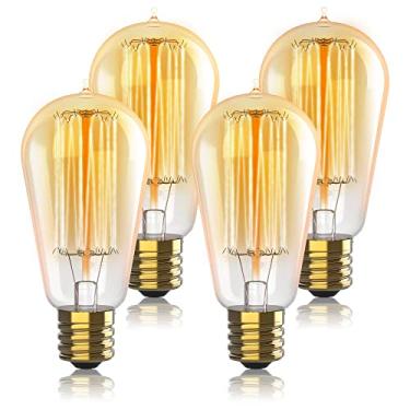 Imagem de HUDSON BULB CO. Lâmpadas Incandescentes Vintage Edison 60 W (Pacote Com 4) Para Ambientes Internos E Externos - Base E26/E27 2100 K Reguláveis, Lâmpadas Decorativas De Filamento De Esquilo Antigo -