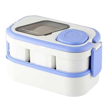 Imagem de Marmita inteligente adultos/crianças/mulheres/homens, lancheira empilhável multifuncional com 4 compartimentos(Branco com lilás)