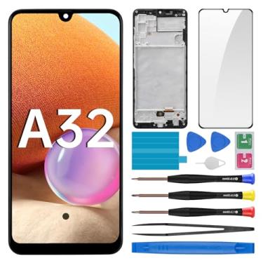 Imagem de BESJMYT Substituição de tela para Samsung Galaxy A32 com moldura LCD digitalizador sensível ao toque, montagem completa, vidro fixo com kit de ferramentas de reparo SM-A325F (A325F A325M A325N)