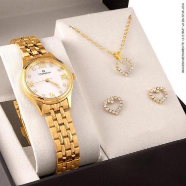 Imagem de Kit Relogio Champion Feminino Elegance + Conjunto Semi Joia CH24900W