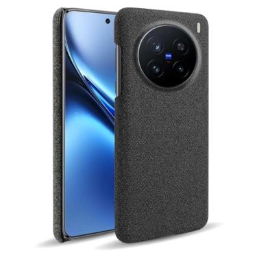 Imagem de Capa para vivo X200 PRO 5G,Capa desenhada em lona,Case Protetora Ultrafina com Empunhadura Macia,Design em Tecido Antichoque e Antiarranhões-Black