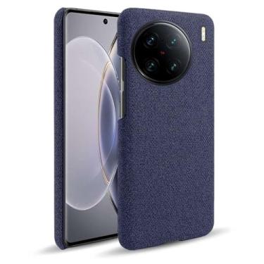 Imagem de Capa para VIVO X90 PRO Plus,Capa desenhada em lona,Case Protetora Ultrafina com Empunhadura Macia,Design em Tecido Antichoque e Antiarranhões-Blue