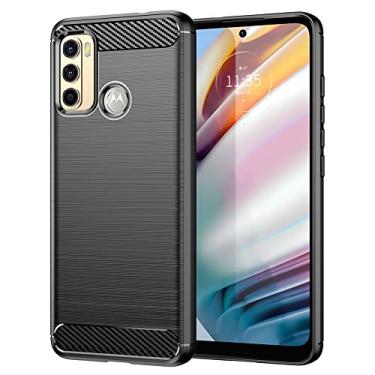 Imagem de KOARWVC Capa de celular para Moto G50 4G, XT2137, capa de fibra de carbono, à prova de choque, resistente, capa traseira de TPU macio para Motorola Moto G50 4G preta