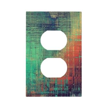 Imagem de Pátina de cobre enferrujado verde musgo enferrujado 1 gangue capas de tomada de receptáculo duplex placa de parede decorativa placa frontal elétrica para decoração de quarto de campo