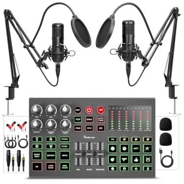 Imagem de Hayner-Seek Pacote De Equipamento De Podcast Para 2, Interface De Áudio Dj Mixer Com Microfone De Podcast, Mudança De Voz, 48 V Para Podcast, Streaming, Tiktok, Youtube, Pc, Smartphone