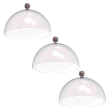 Imagem de Kit 3 Cúpulas de Plástico 30cm para Bolos Tortas Doces Padaria Hotel Crippa Amêndoa