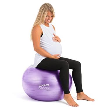 Imagem de Core Balance Bola de gravidez com bomba de ar – ideal para exercícios pré-natais de ioga, pilates e maternidade, funciona como cadeira de escritório, treinamento de estabilidade e equilíbrio,