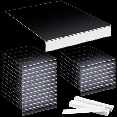 Imagem de 50 peças de suportes de etiquetas transparentes e móveis de prateleira de plástico suporte de etiquetas de prateleira de biblioteca transparentes suportes de prateleira de livros para loja de biblioteca de escritório 5,1 x 7,9 x 0,75 polegadas, inclui 50 inserções de etiquetas