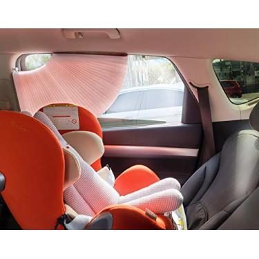 Imagem de Protetor solar para janela de carro, para-sol, brilho e proteção UV (taxa de bloqueio de 99,2% UV) portátil aplicável a todos os modelos de veículos com efeito interior (rosa bebê) (pacote com 1)