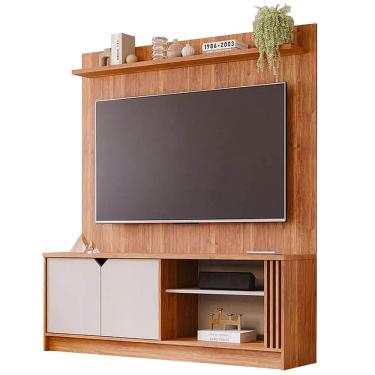 Imagem de Rack com Painel Volpi para TV até 55 Polegadas 2 Portas Permobili Cor Cinamomo Off White