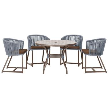 Imagem de Mesa com 4 Cadeiras de Jantar Roma 100cm e Noronha em Aluminío