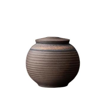 Imagem de Lata de Chá Lata de chá de cerâmica vintage com tampa, jarra doméstica para armazenamento de alimentos, café, açúcar, chá e especiarias Lata de Chá