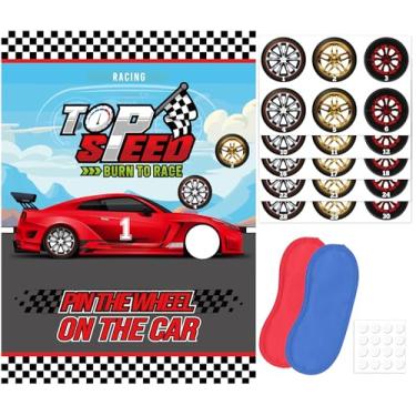 Imagem de Jogos de festa de carros, fixe a roda no carro, caminhão monstro de carros, festa de aniversário, jogos divertidos, suprimentos, decoração, decoração
