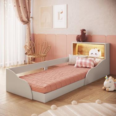 Imagem de Cama Montessoriana Infantil com Protetor e Iluminação em Led Lille Arenas