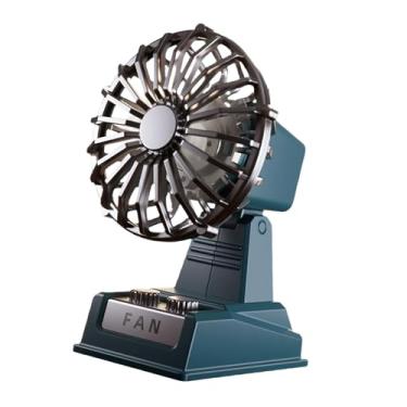 Imagem de Generic Ventilador de mesa pequeno com refrigeração de ar, recarregável, cabeça ajustável, 2 velocidades, ventilador pessoal silencioso, portátil para, Azul