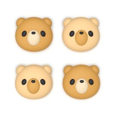Imagem de PlayVital Punhos de polegar para Nintendo Switch 2 | Tampas de joystick de silicone Kawaii (pacote com 4) - Acessórios fofos design animal capas de polegar para Joycon 2 - Urso aconchegante