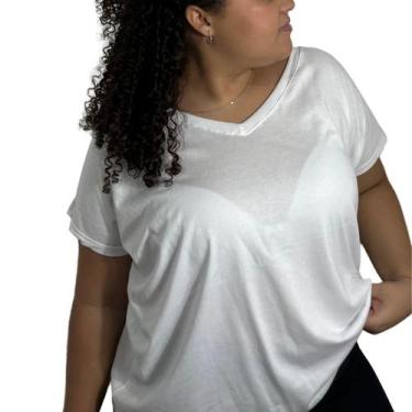 Imagem de Camiseta Básica Plus Size Malha Algodão - Le Julie, Branco, G3
