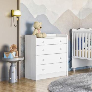 Imagem de Cômoda 4 Gavetas Lua Encantada com Trocador Branco - FbABY