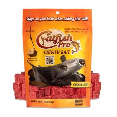 Imagem de Catfish Pro Isca de pesca de fígado de galinha - saco de 293 ml com 80 peças | Perfume irresistível para peixe-gato | Sem bagunça, permanece no seu anzol quando nada mais acontecer | Ótimo para vara,