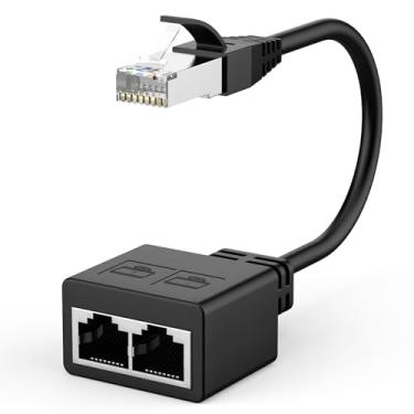 Imagem de Adaptador divisor Ethernet de rede RJ45, esbeecables E thernet S plitter, 1 macho para 2 fêmeas, adaptador divisor LAN Ethernet adequado para Super Cat5, Cat5e, Cat6, Cat7, Cat 8