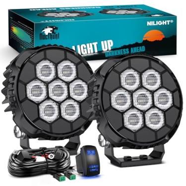 Imagem de Nilight Luzes De Led Pod 2 Peças 4,1" 45 W 9 Redondas Direção Off-Road Com Interruptor Basculante 16 Awg, Kit Chicote Elétrico Para Caminhão, Moto, Barco, Quadriciclo, Utv