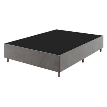 Imagem de Base Cama Box Casal Lunare Veludo Grafite - Vian, Cinza, Moderno