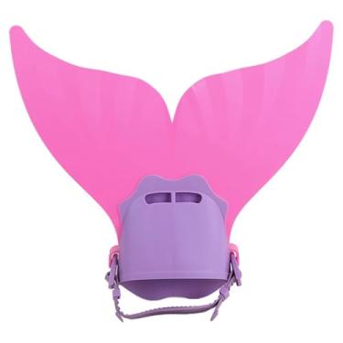 Imagem de rockible Mermaid Swim, nadadeiras de natação, nadadeiras de snorkel, presente, equipamento de mergulho monofin ajustável para equipamentos e crianças, Rosa