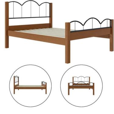 Imagem de Cama Retrô Casal MDF Oasis Preto/Nature 151x202cm - Lion Loja, nature