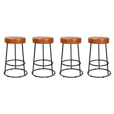 Imagem de Kit 4 Banquetas Roma 70cm Couríssimo Amarula - Salaone Amarula