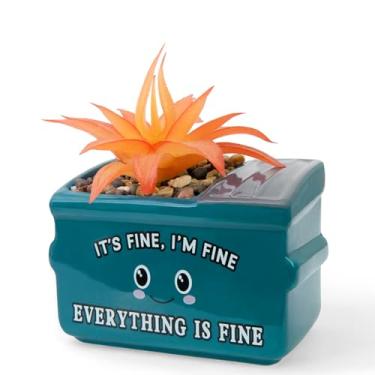 Imagem de YINUOWEI Vaso de cerâmica de suporte emocional, vasos de suculentas e vasos de plantas pequenas para decoração de mesa, acessórios de mesa de lixo, presentes engraçados para mulheres, homens, amigos