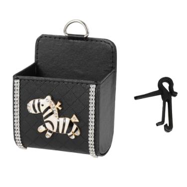 Imagem de REPAIROCK Estojo universal para óculos de sol para carro, couro sintético, strass, metal preto 11 x 9 cm