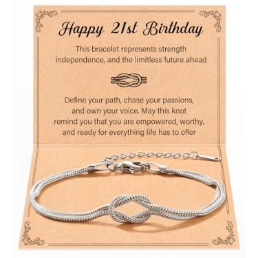 Imagem de Tarsus Pulseira de nó de amor, joias de aniversário, presentes de aniversário de 16/18/21/30/40/50 anos para mulheres, meninas e mulheres, average, Aço inoxidável, Sem Pedra Preciosa