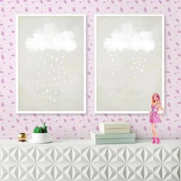 Imagem de Papel De Parede Infantil Nuvem Menina Lilás