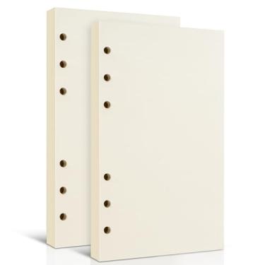 Imagem de Tofun 2 pacotes de papel recarregável A6, refil de papel A6 em branco, refis de fichário A6 para fichários de 6 anéis, agenda de viagem, caderno de laticínios, enchimento de papel, 80 folhas, 160